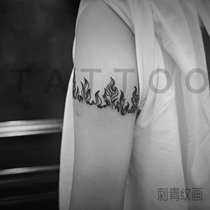 Tattoo stickers flame waterproof womens and mens trendy long-lasting thigh arm ring wrist European and American style dark system net red style circle