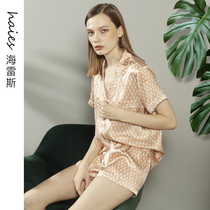 Silk pajamas womens summer short-sleeved shorts two-piece set 100% silkworm silk 2021 new pajamas home clothes