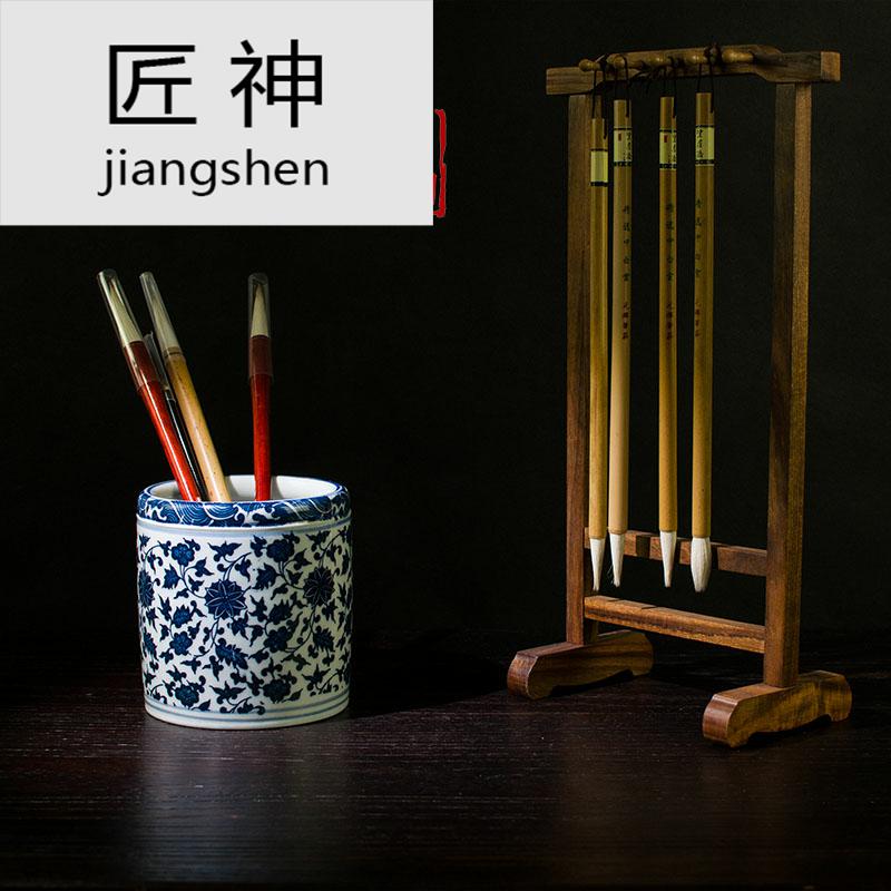 Jingdezhen ceramic antique blue and white porcelain brush pot size brush barrels Chinese wind restoring ancient ways is the large capacity to receive furnishing articles