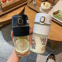 High value summer temperature resistant glass trend fashion Anti-drop coffee cup men and women Office simple high-end Cup