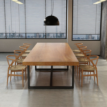 Solid wood conference table new Chinese large-scale negotiation table simple modern log training office desk set long table