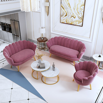 Sitting area leisure sofa Nordic simple modern nail clothing shop beauty salon fabric sofa coffee table combination