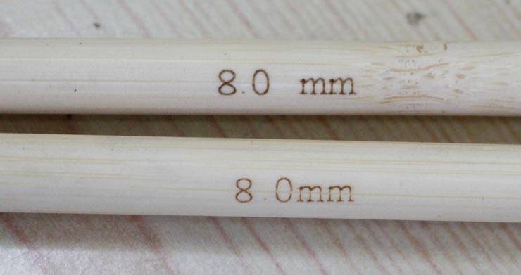 单头带珠围巾针 竹针针号:7~8毫米(mm)左右 竹针长度:35厘米(cm)左右