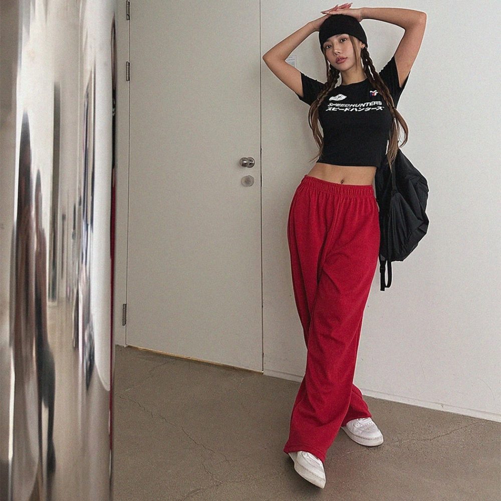 Корея прямая почтовая рассылка STREETFS LAGIRL резинки широкий брюки -pt брюки Корея прямая почтовая рассылка STREETFS LAGIRL резинки широкий брюки -pt брюки