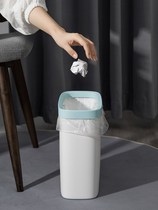 Clip Stitch Trash Can ultra narrow 10cm Living room Kitchen with cover toilet Home wastebasket Flat Rectangular Drum Press