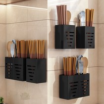 Chopstick containing box hanging wall wall-hanging containing cage spoon cylinder stainless steel cutlery cage free of perforated chopstick cylinder multifunction