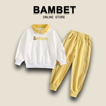 Italian BAMBET girl autumn set 2021 new childrens middle and big children Foreign style leisure Korean version two-piece set