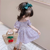 Italian BAMBET baby princess dress Summer Girl bubble sleeve purple dress girl foreign skirt