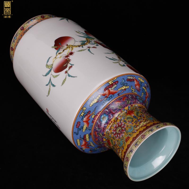 Jingdezhen imitation enamel enamel YongZhengNian antique vase nine sets of fortunes were bottles of Chinese style household ground furnishing articles