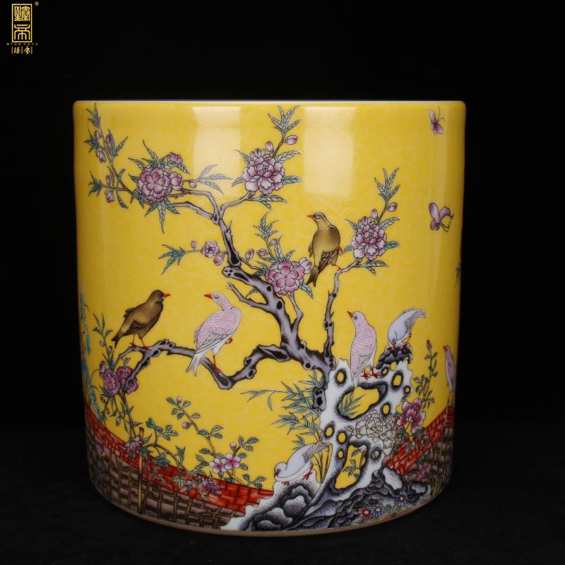 Archaize of jingdezhen porcelain enamel color big brush pot pen sea Chinese style household company hotel four desk office furnishing articles