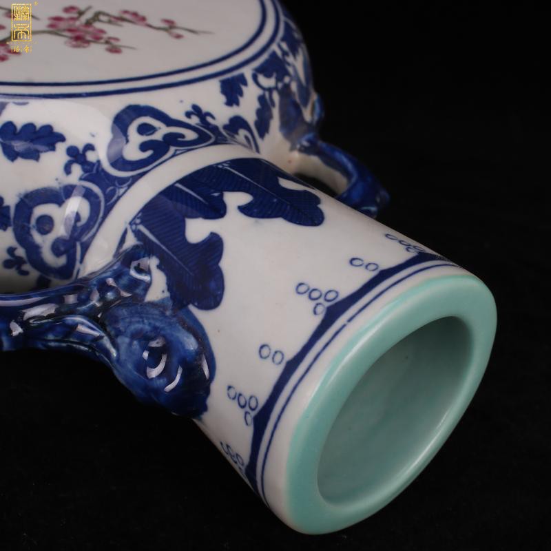 Jingdezhen imitation yongzheng bucket color of flowers and birds on flat bottles of Chinese style household table counter imitation antique decorative vase furnishing articles