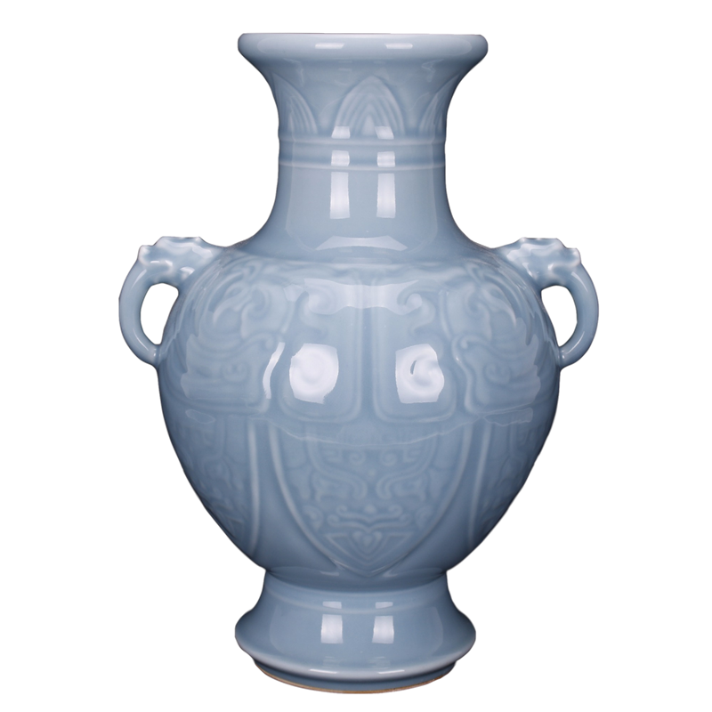 Jingdezhen imitation of the yongzheng emperor qianlong antique antique shadow blue glaze carving vase Chinese style restoring ancient ways household adornment furnishing articles