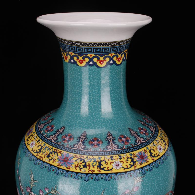 Jingdezhen porcelain in qianlong blue colored enamel charactizing a Chinese domestic outfit company store large vase