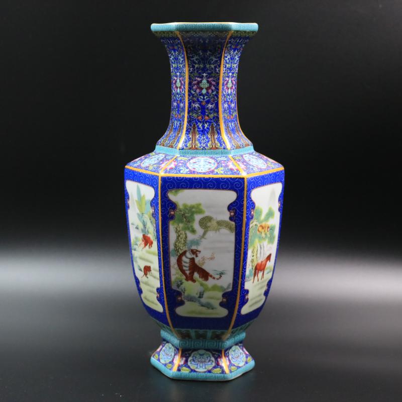 Archaize of jingdezhen porcelain the qing qianlong vase 12 night home decoration antique antique old goods furnishing articles