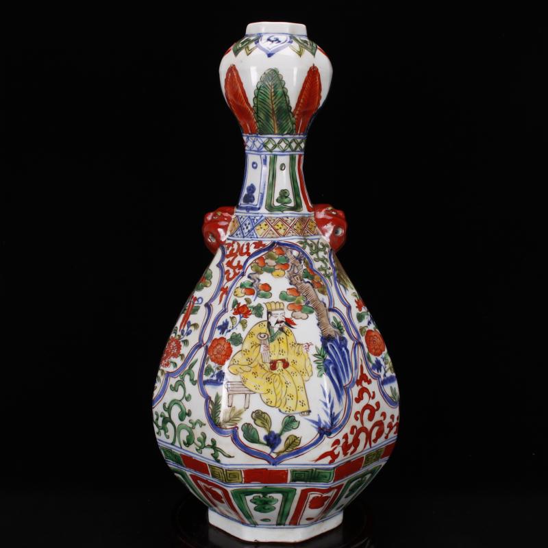 Jingdezhen antique antique imitation yuan wen mei bottles of vintage ceramic decoration a colorful window figure collection