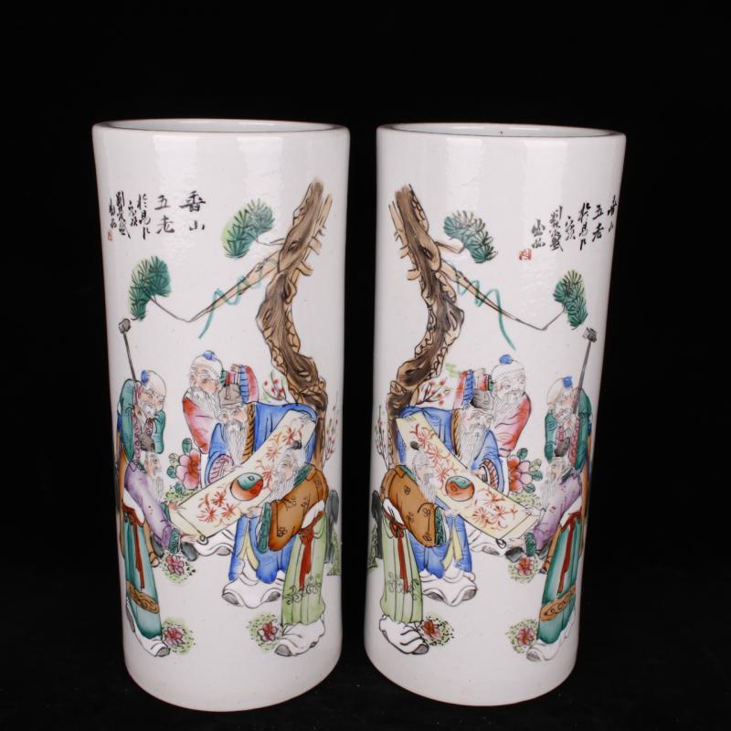 Jingdezhen manual hand - made xiangshan five before the cylinder quiver old folk antiques antiques collection study furnishing articles factory goods