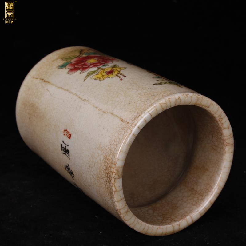 Archaize of jingdezhen porcelain slice open crack powder wariety pen container do old antique antique collection and old place