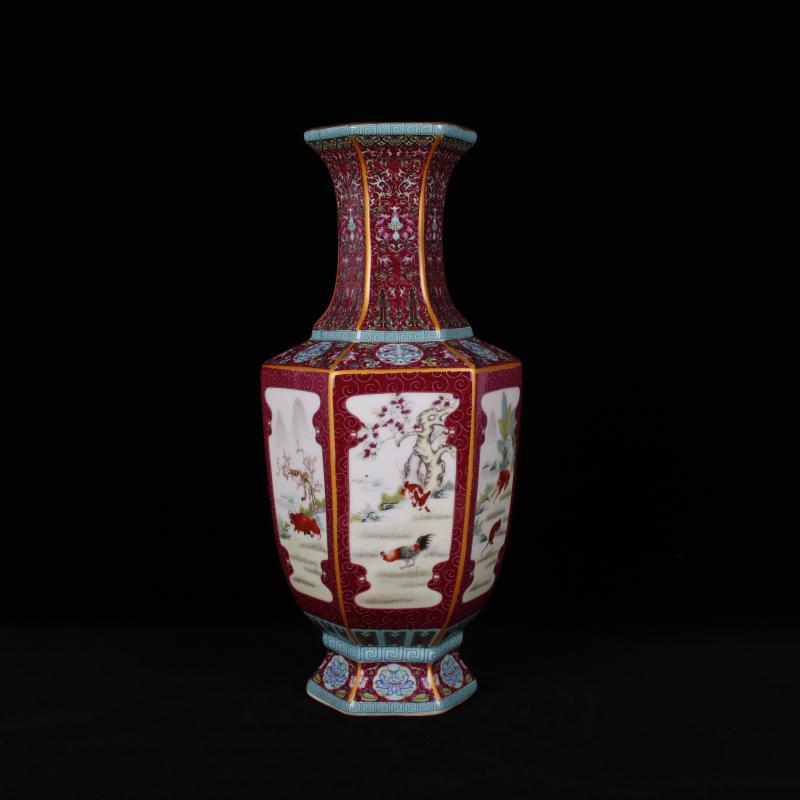Jingdezhen imitation the qing qianlong designs of colored enamel vase archaize play Chinese zodiac antique decoration handicraft furnishing articles