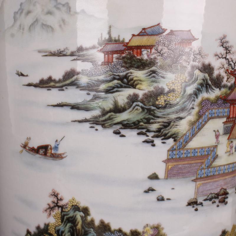 Archaize of jingdezhen porcelain castle in the qianlong pastel landscape big brush pot pen sea four desk of Chinese style household furnishing articles