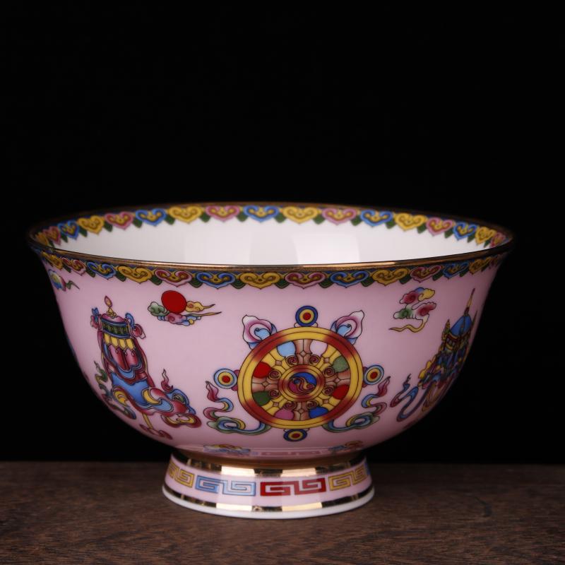 Jingdezhen pastel see bowl of sweet wishes and imitation qianlong antique porcelain Chinese style classical soft adornment bowls furnishing articles