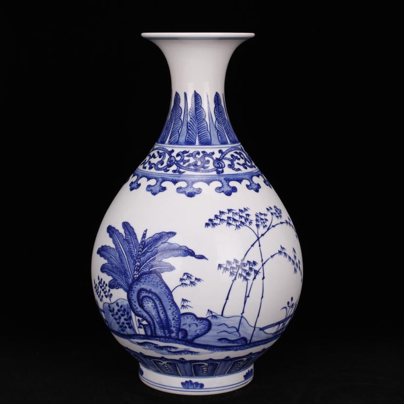 Jingdezhen blue and white youligong imitation the qing qianlong pure hand - made vases, new Chinese style living room furniture decorative vase furnishing articles