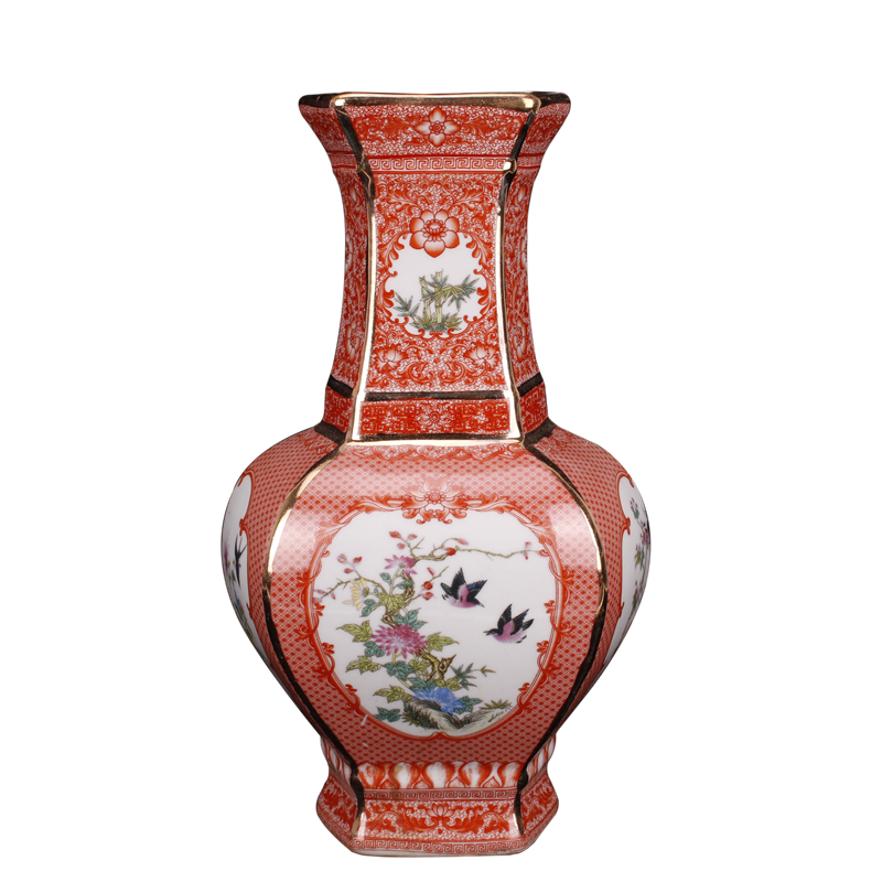 Chinese style classical imitation qianlong antique colored enamel porcelain vase home sitting room ark, furnishing articles of TV bar face