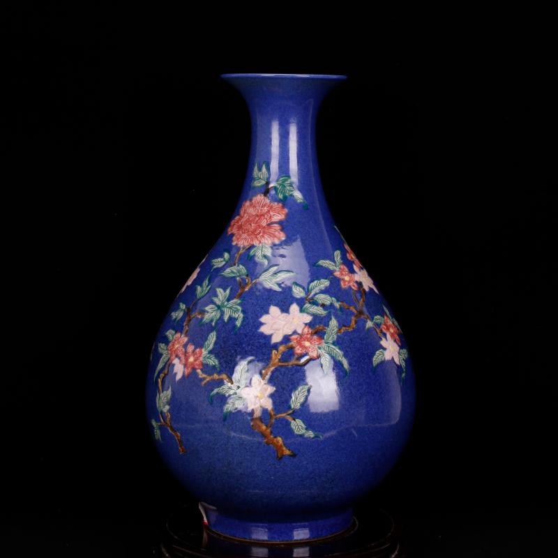 Jingdezhen imitation antique Ming xuande years antique checking blue bird okho spring bottle of ancient Chinese style restoring ancient ways furnishing articles