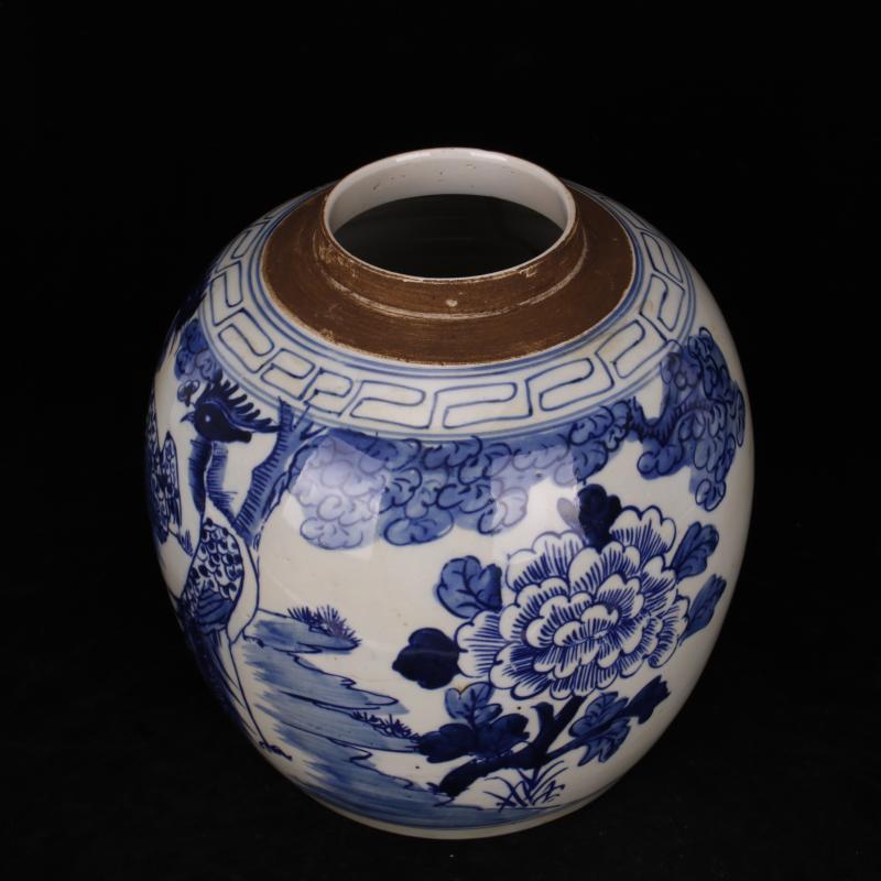 Jingdezhen folk pure checking old blue and white flowers and birds POTS phoenix do old antique reproduction antique collection furnishing articles