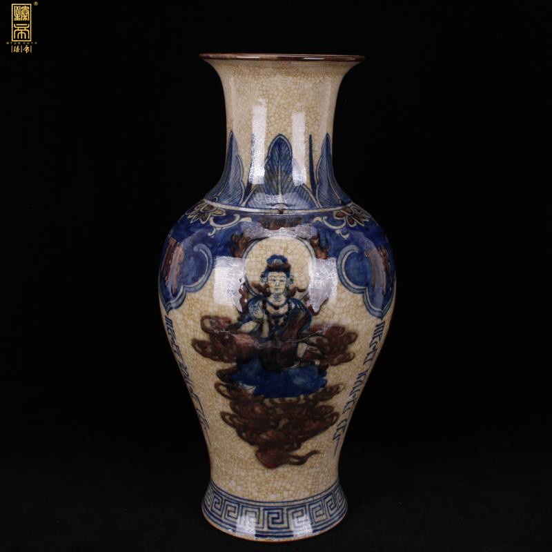 Jingdezhen imitation qianlong open piece of Buddha fishtail bottles of antique reproduction antique collection retro home furnishing articles hotel company