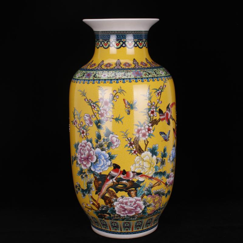 Jingdezhen ceramic colored enamel vase painting of flowers and lines of large Chinese domestic outfit company store large vase