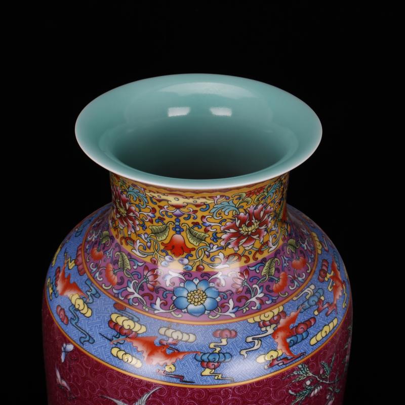 Jingdezhen imitation qianlong colored enamel painting of flowers and idea for gourd vase vases, antique Chinese antique living room a study place