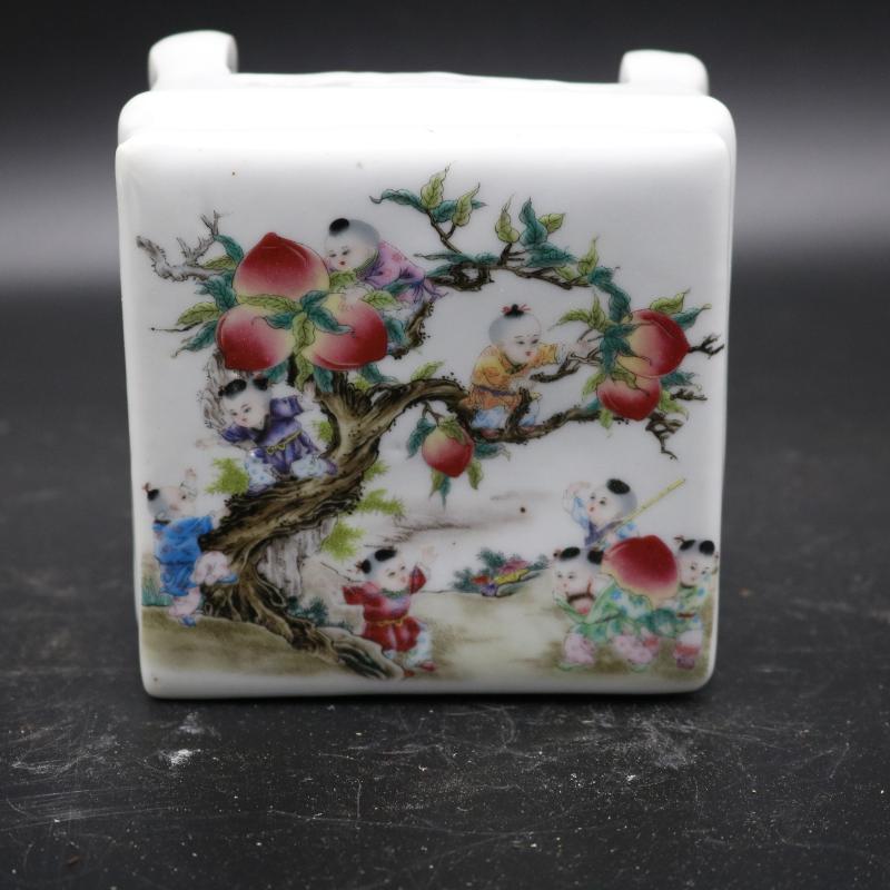 Pastel nine son climb peach hollow out of the republic of China desk antique porcelain antiques collectables - autograph garage study furnishing articles