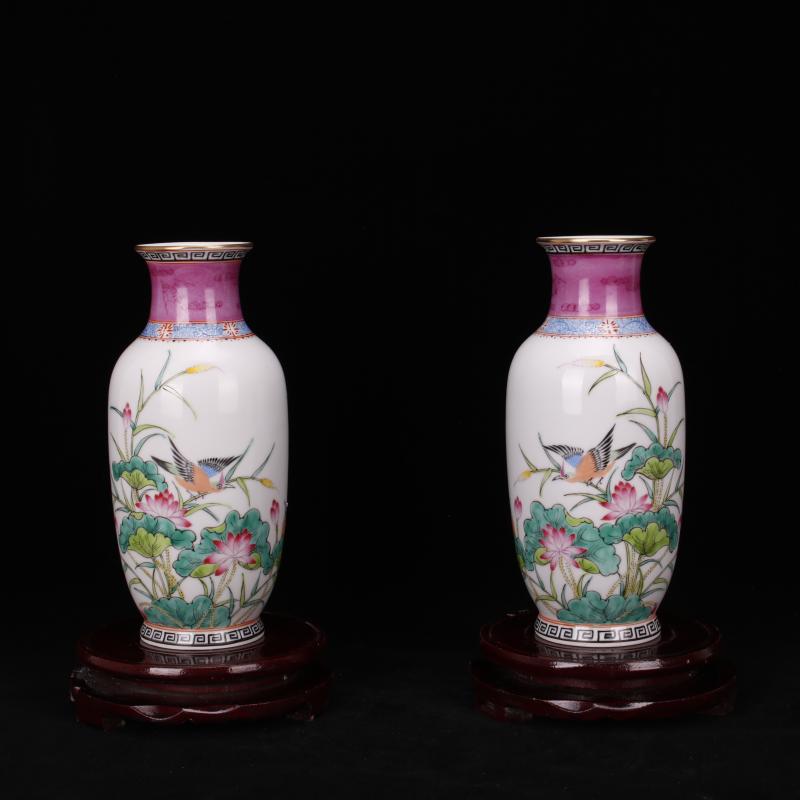 Yongzheng of jingdezhen copy with pure manual throwing hand draw pastel trace of gold floret bottle manual art furnishing articles