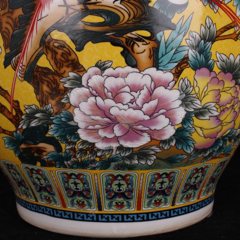 Jingdezhen ceramic colored enamel vase painting of flowers and lines of large Chinese domestic outfit company store large vase