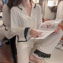 Modale Pure Cotton Pyjamas Woman Spring Autumn 2022 New Long Sleeve Sexy Cardiovert Two Sets of Home Suits Extras