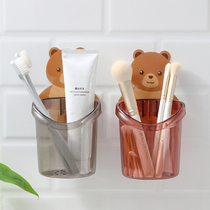 2 toilet shelves non-perforated bathroom wash wall hanging storage box toothpaste toothbrush cartoon bear box