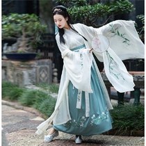 Hanfu womens wide-sleeved Chinese style ancient costume student cross-collar skirt daily improvement Wei Jin style Du Ruo ancient style winter clothes
