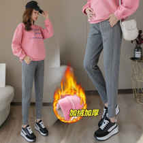 Pregnant Woman Pants Spring Fall Outside Wearing Underpants Trousers Long Pants Autumn Winter Plus Suede Thickened Big Code Toventral Sports Pants Winter Clothing