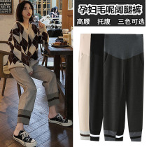 2020 New pregnant women pants outside wear fashion wide leg trousers large size loose autumn and winter tide mother bottoming radish pants