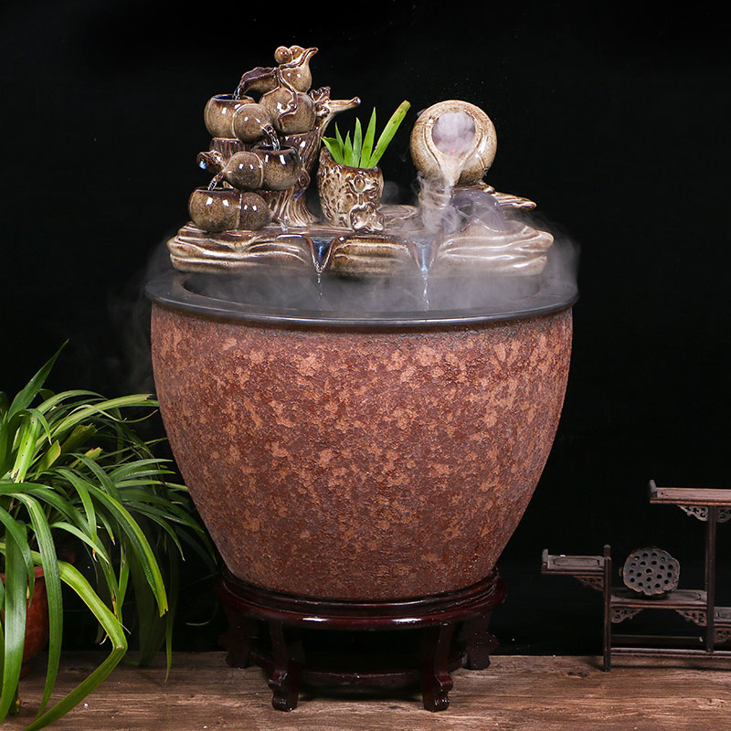 Ceramic tank sitting room ground loop water tank large furnishing articles balcony garden lotus fish bowl