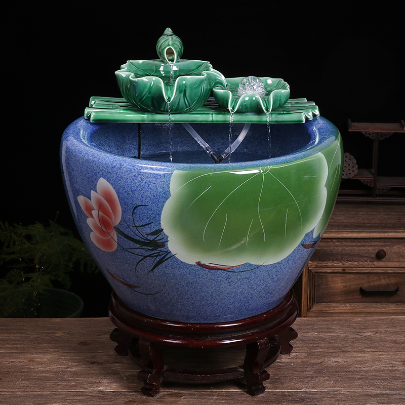 Jingdezhen ceramic goldfish bowl sitting room balcony office furnishing articles water tank to filter the yard cylinder fish bowl