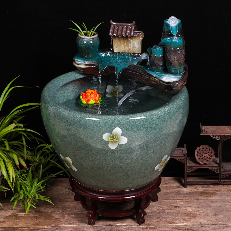 Jingdezhen ceramic goldfish bowl sitting room balcony office furnishing articles water tank to filter the yard cylinder fish bowl