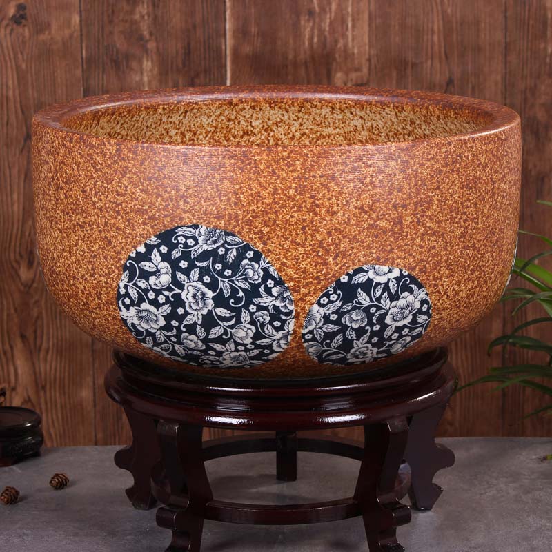 Jingdezhen ceramic aquarium raising goldfish bowl lotus lotus basin tortoise cylinder tank sitting room place lotus