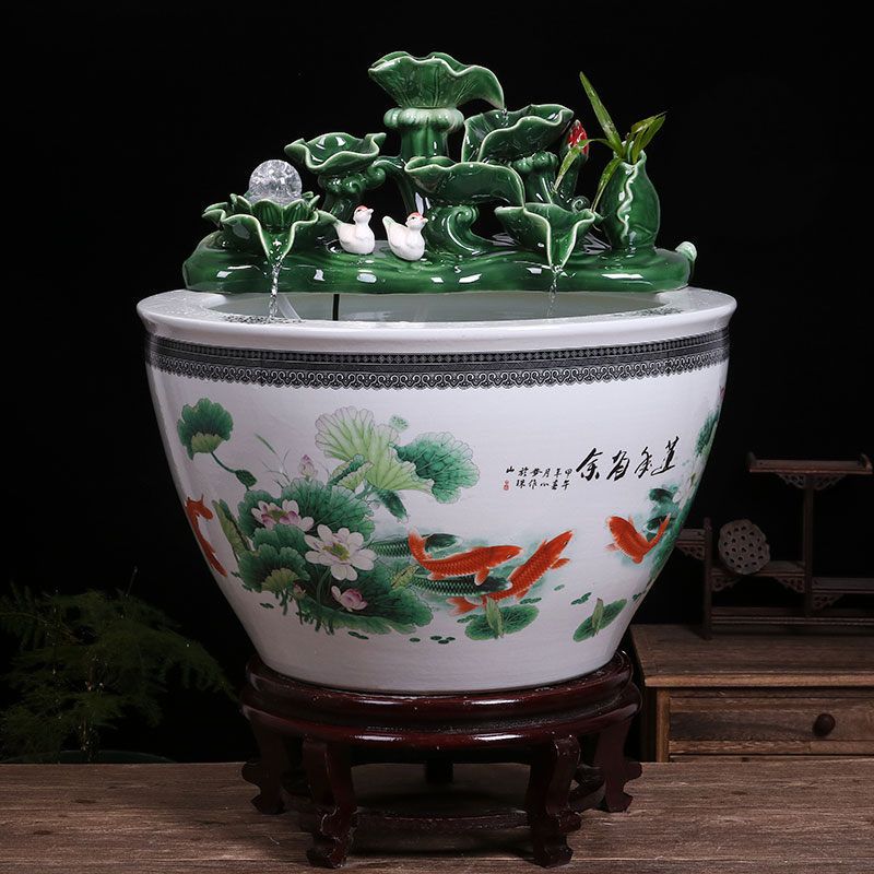 Jingdezhen ceramic aquariums household water fountain jin large fish bowl furnishing articles sitting room humidifying landscape