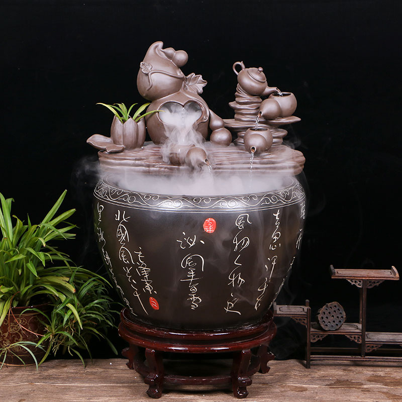 Jingdezhen ceramic water fountain lucky feng shui wheel place to live in the living room and humidifying aquarium the opened a housewarming gift