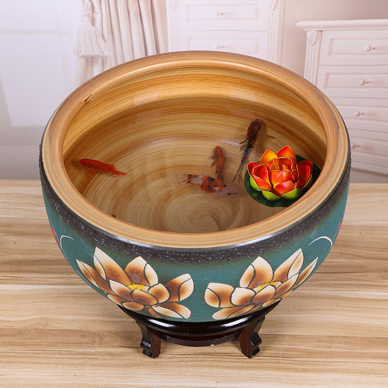 Jingdezhen ceramic aquarium raising goldfish bowl lotus lotus basin tortoise cylinder tank sitting room place lotus