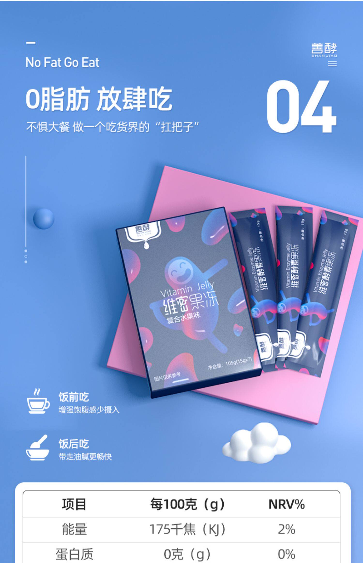 善酵维密酵素果冻复合水果孝素清肠排宿便果果冻益生元非酵素梅粉_找