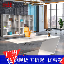 Paint office furniture boss table Simple fashion desk shaped supervisor table President table Manager table and chair combination