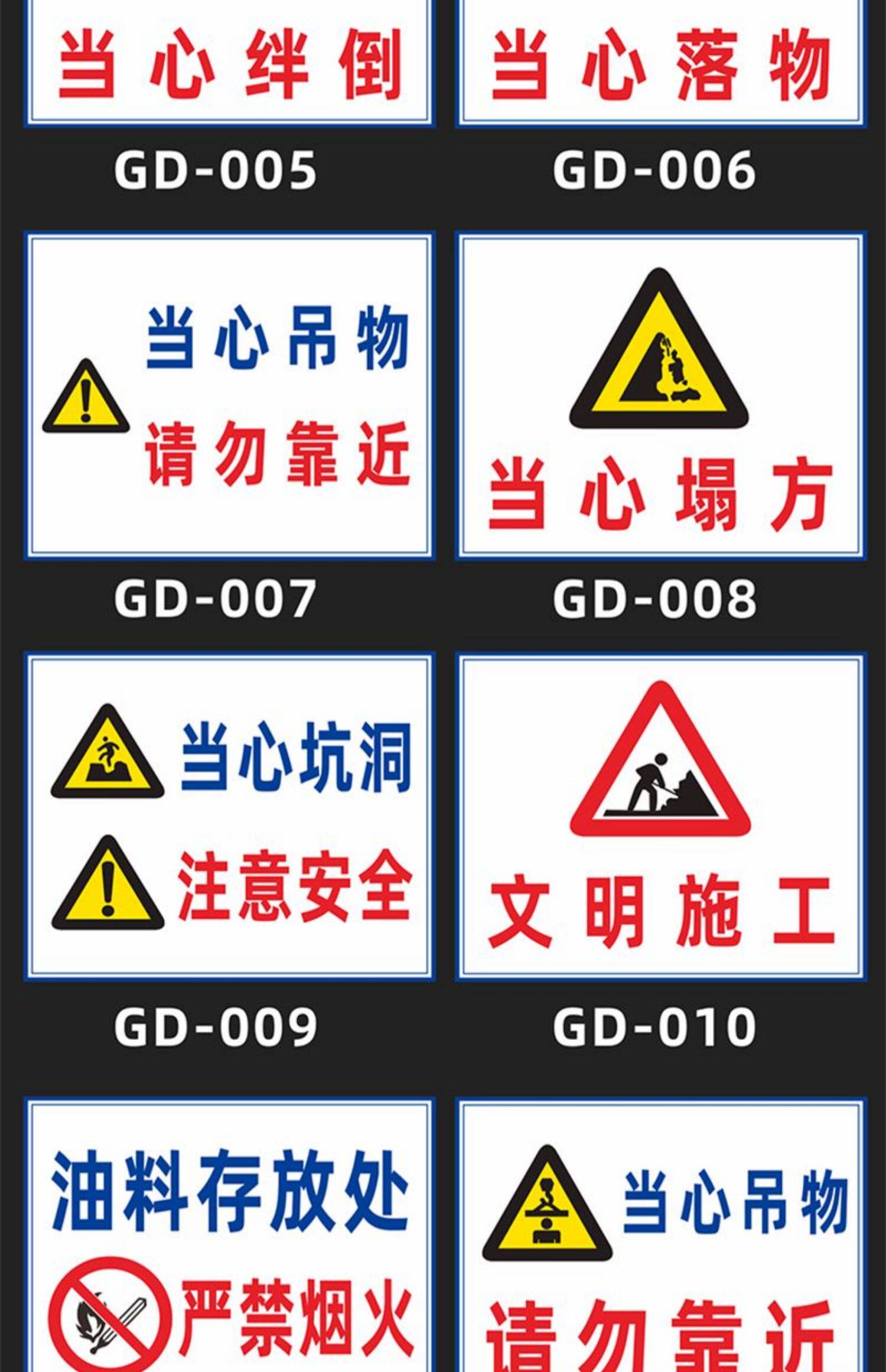 工地施工标识牌当心坠落工地安全标识牌必须戴安全帽注意安全生产施工