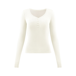 半练打底衫美式亨利带胸垫早秋上衣内搭长袖肌底衣T恤保暖秋衣女